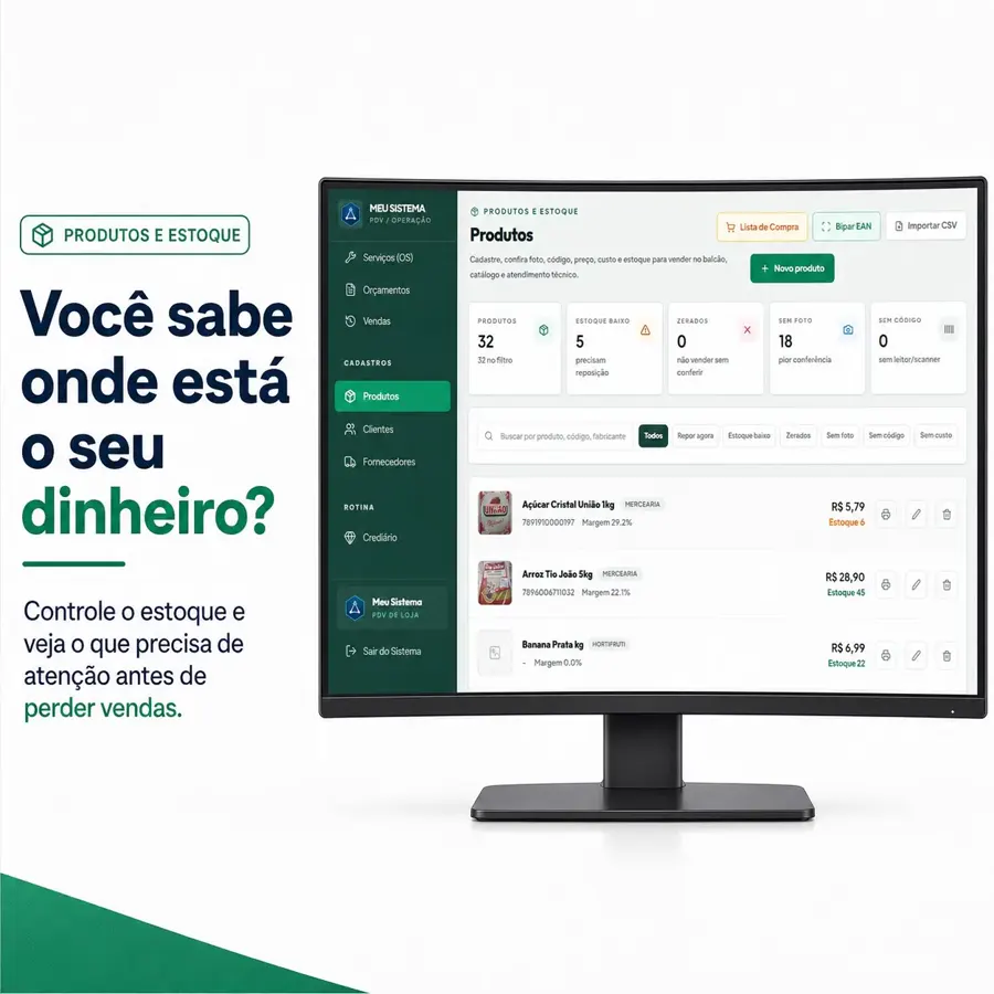 Sistema para açougue e casa de carnes: balança, cortes e PDV rápido