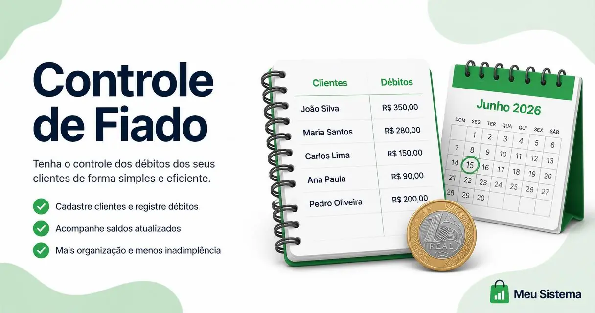 Programa de caderneta de fiado digital: caderninho no computador e celular