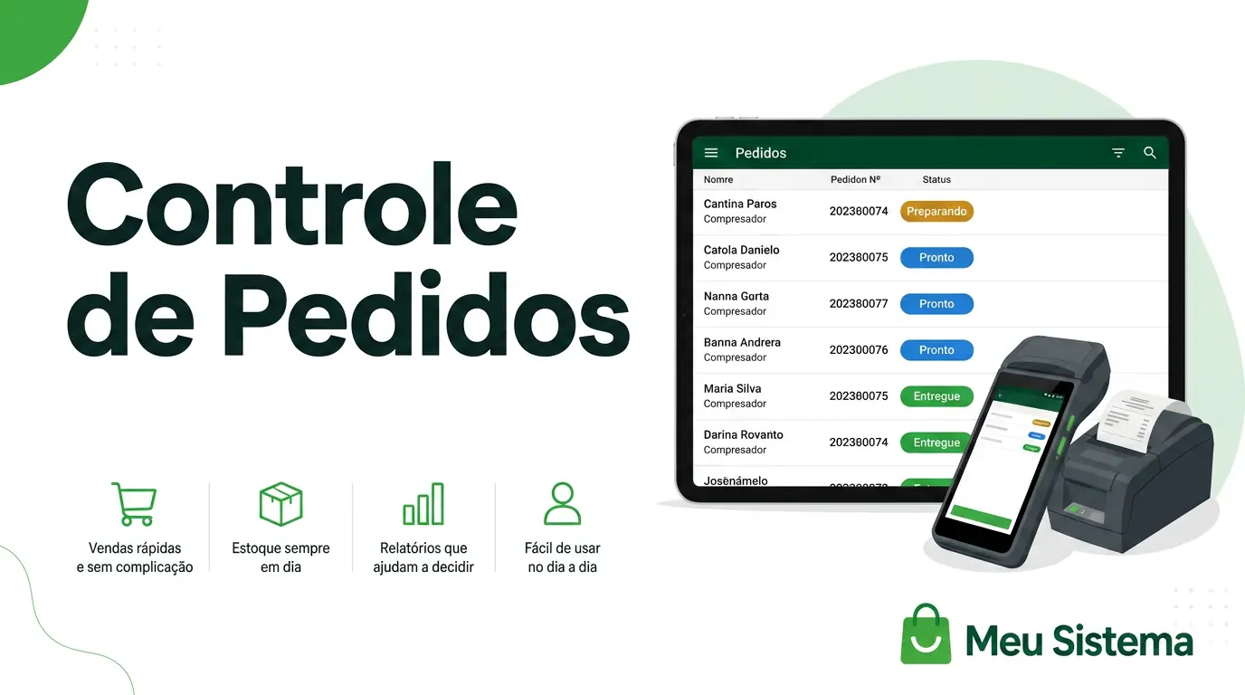 Imagem de controle de pedidos com status de venda e entrega