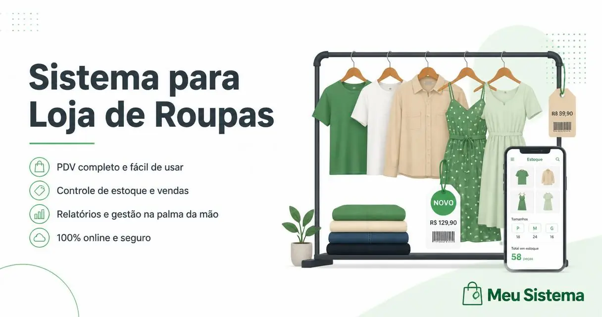Sistema para loja de roupas: PDV, estoque por tamanho e vendas no celular