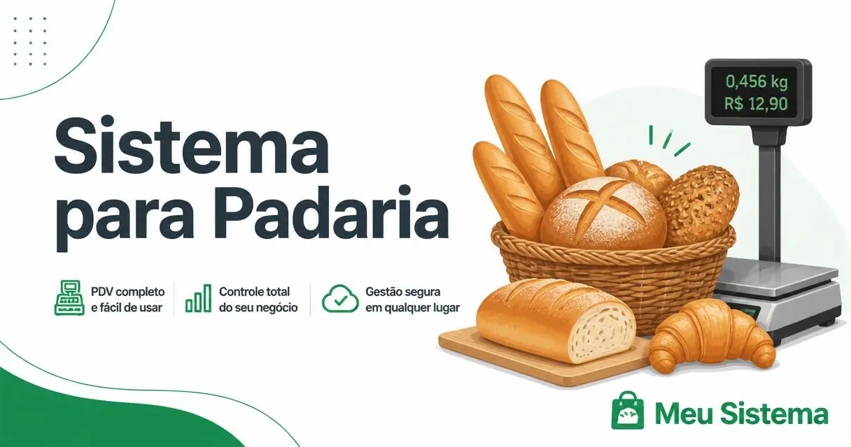 Imagem de padaria com sistema PDV para balcão e produção